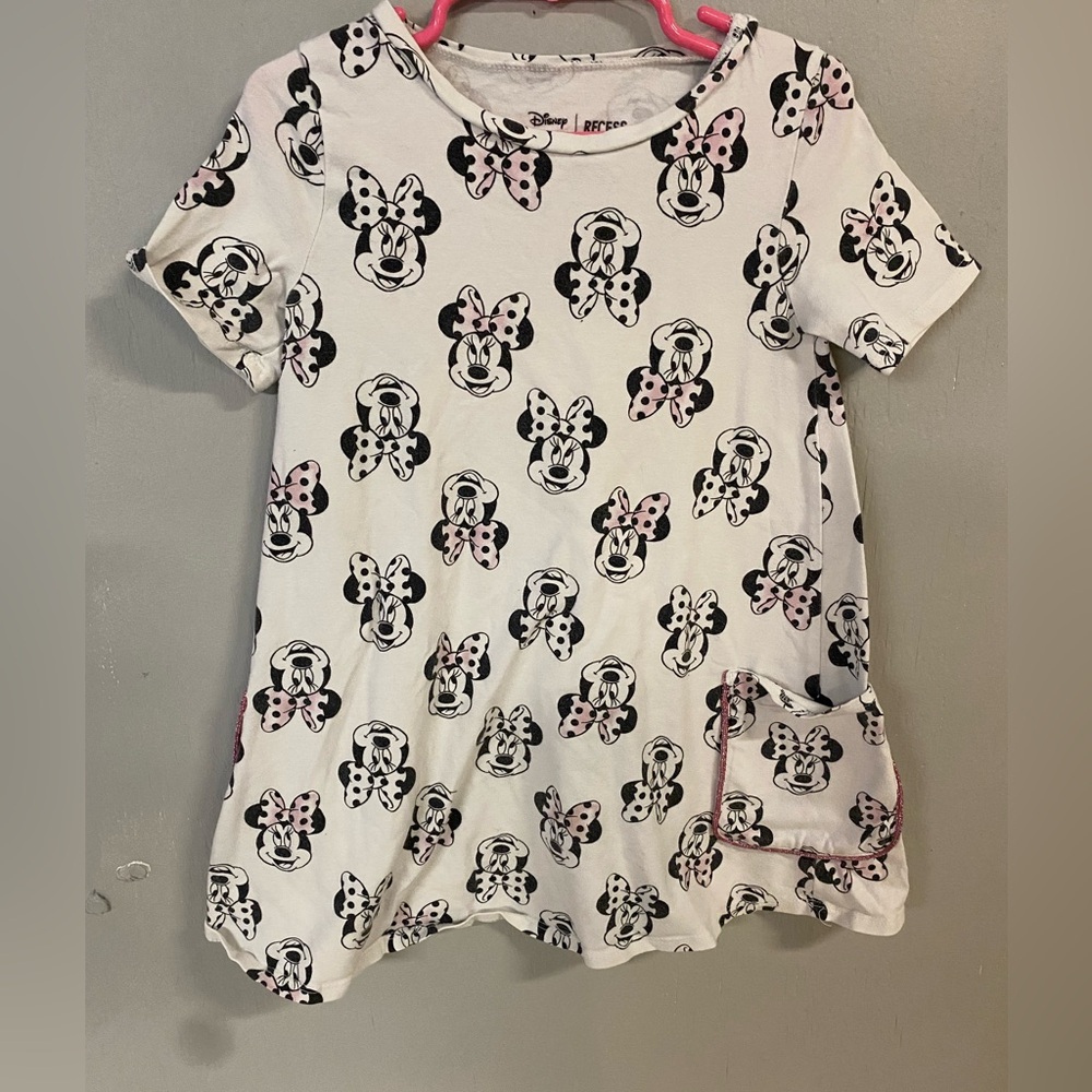Disney White Minnie Mouse Short Sleeve Tee with Pink Bow Accents